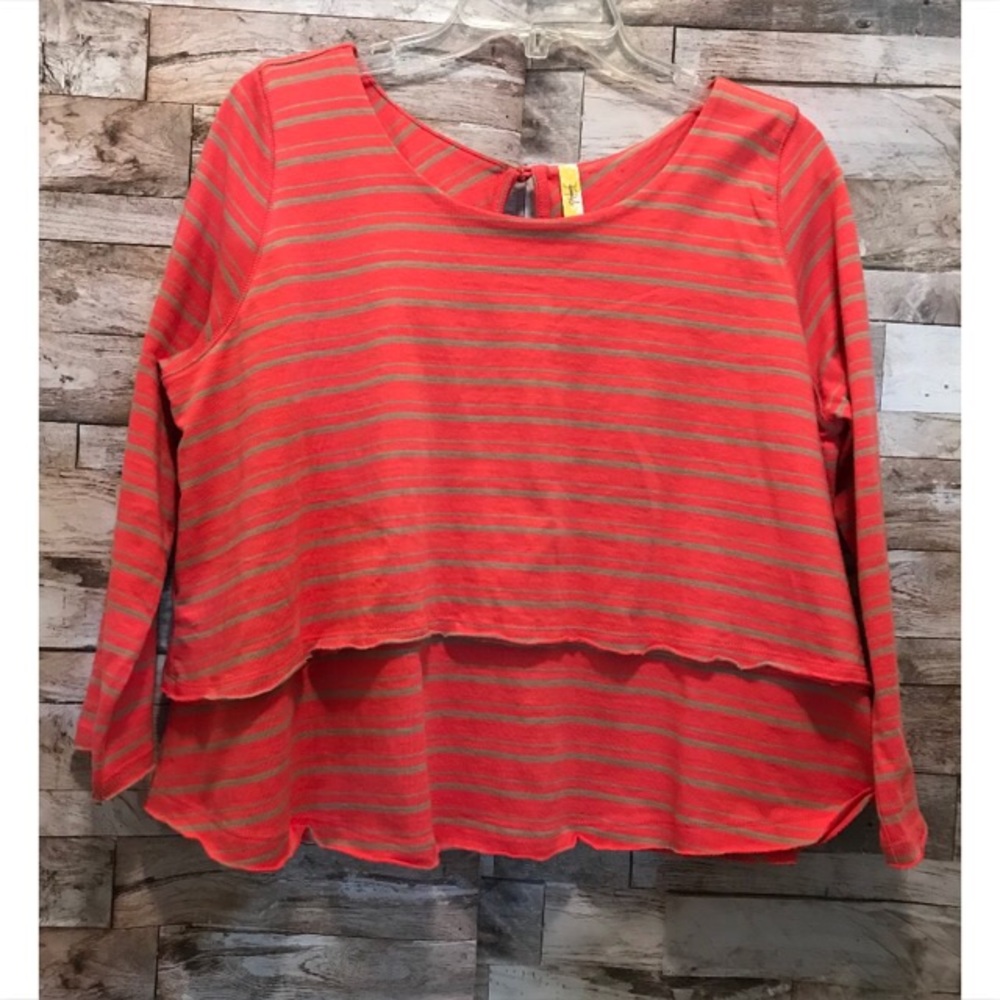 Free People Orange Striped Shirt